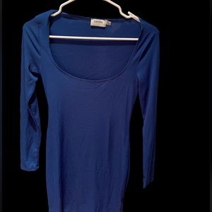 Boohoo "Flounce" Royal Blue Low Scoop mini dress